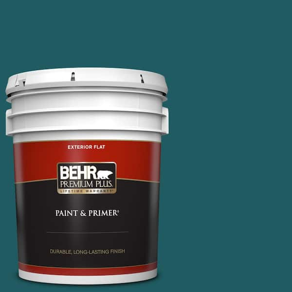 BEHR PREMIUM PLUS 5 gal. #S-H-510 Moonlit Pool Flat Exterior Paint & Primer