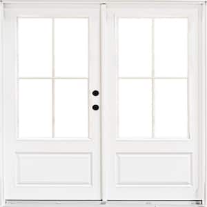 72 in. x 80 in. Fiberglass Smooth White Left-Hand Inswing Hinged 3/4-Lite Patio Door with 4-Lite SDL