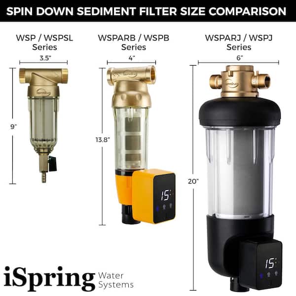 Ispring Water Filter Reusable Spin Down Sediment Whole House Tool 20 GPM 1 In. 