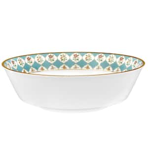 Lodi's Morning 9 in., 40 fl. oz. (White and Blue) Porcelain Serving Bowl