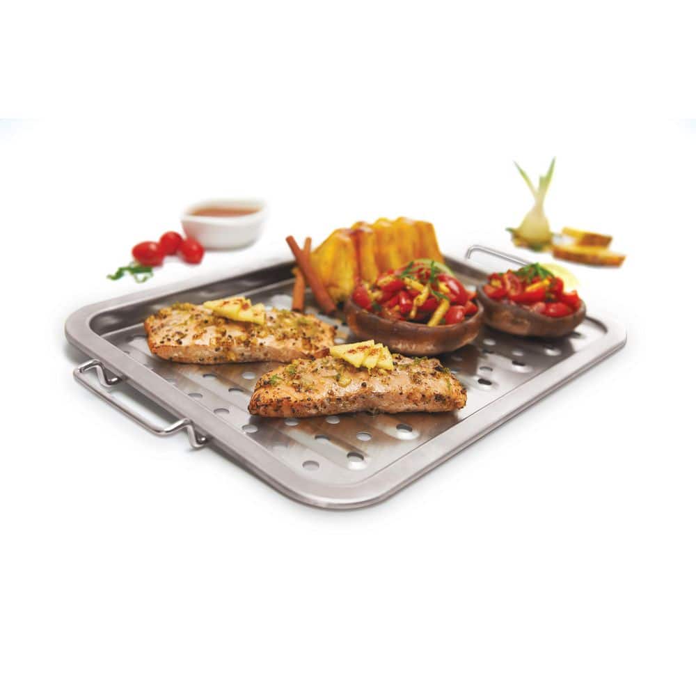 Silver Stainless Steel Rectangular Grill Topper, 16 x 11 in.