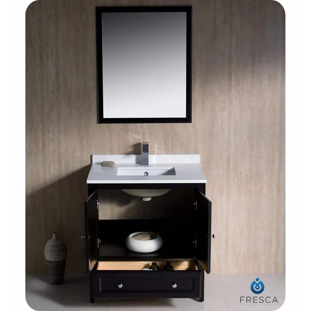 Espresso Engineered Wood 30" Freestanding Single Vanity Base