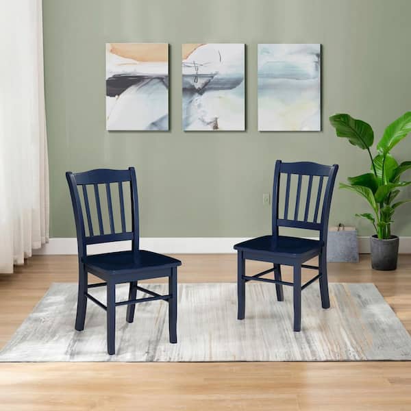 Boraam Shaker Wood Dining Chairs, Set of 2-Navy Blue Finish