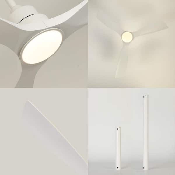 TOZING 52 in. Smart Indoor Modern White Low Profile Standard Flush