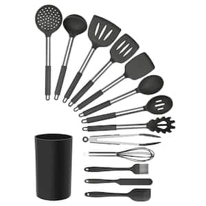 Gray Silicone and Stainless Steel Cooking Utensils (Set of 14)