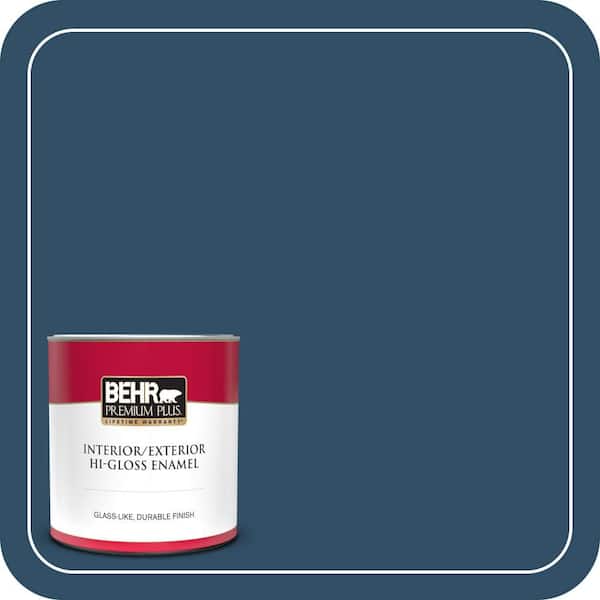 BEHR PREMIUM PLUS 1 qt. #ECC-53-3 Outer Space Hi-Gloss Enamel Interior/Exterior Paint & Primer