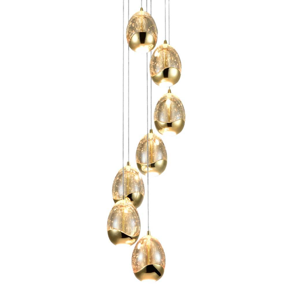 Venezia Champagne Glass Teardrop LED Chandelier in Gold