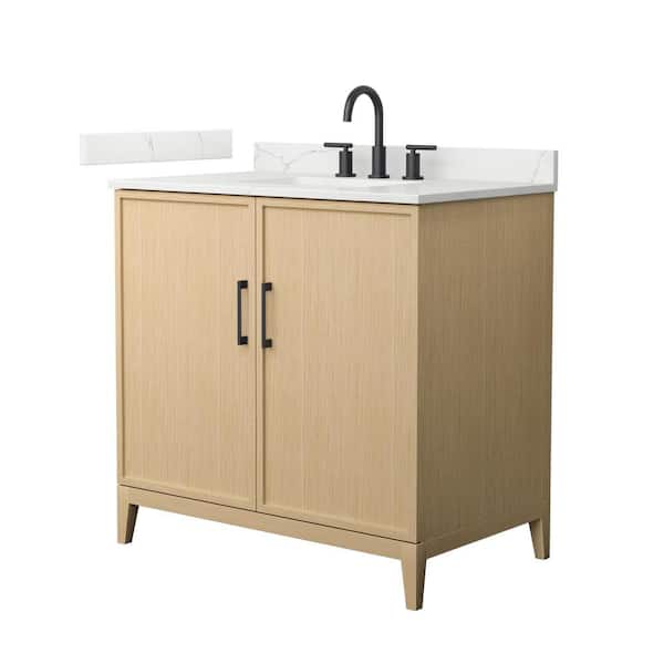Wyndham Collection Elan 36 in. W x 22 in. D x 35 in. H Single Bath Vanity in White Oak with Giotto Quartz Top