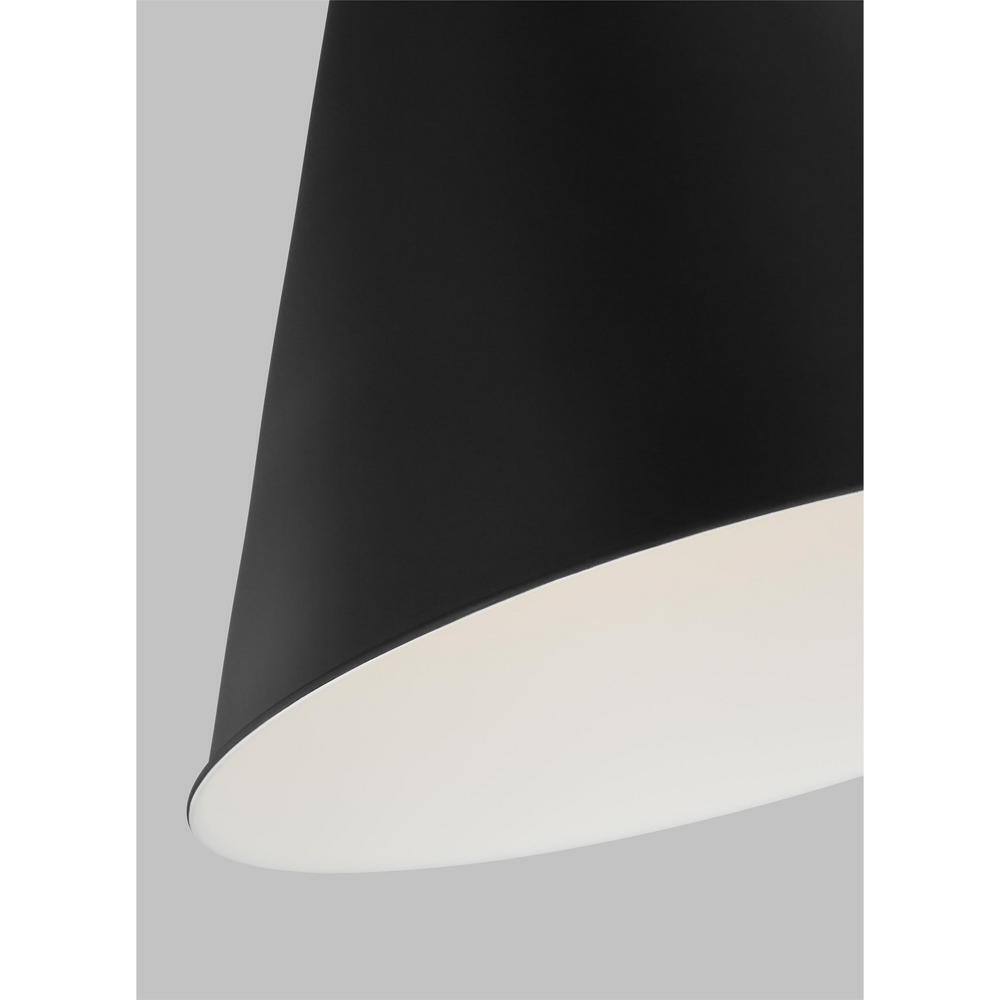 Midnight Black and Burnished Brass Cone Pendant Light