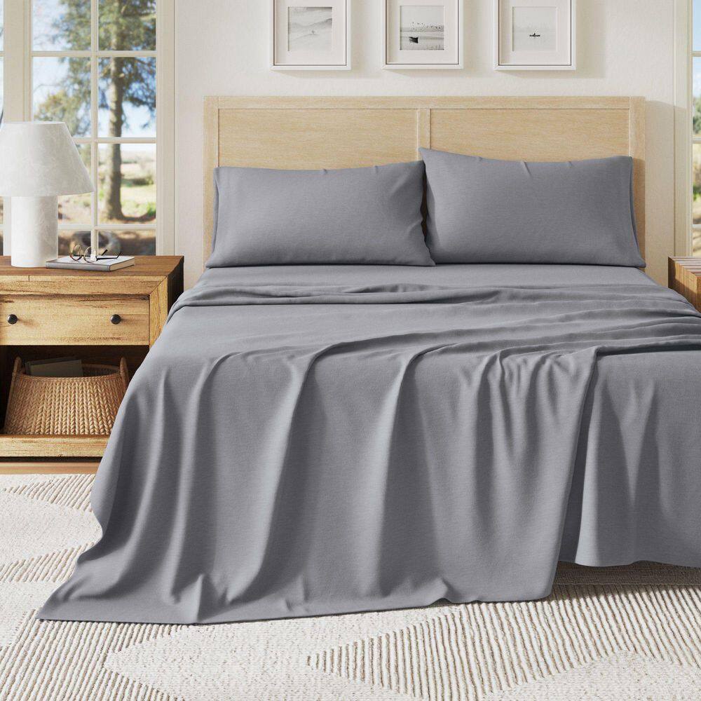 Blue Ultra-Soft Cotton Heathered Melange Jersey Knit Queen Sheet Set price history on PriceWatchPro