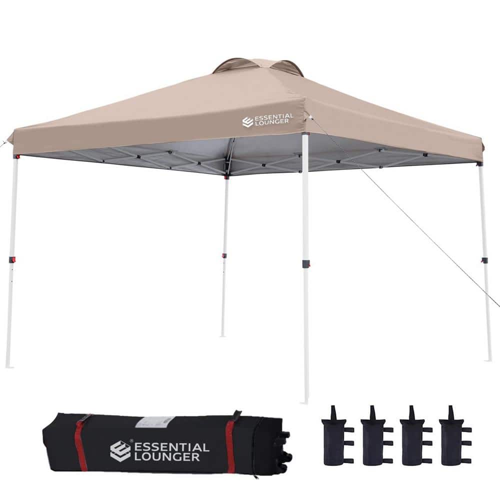 Height Adjustable Heavy-Duty 10 ft. x 10 ft. Brown Pop Up Canopy Tent with 