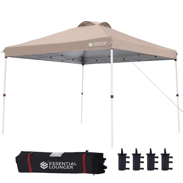 Unbranded Height Adjustable Heavy-Duty 10 ft. x 10 ft. Brown Pop Up Canopy Tent with Roller Bag