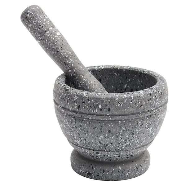 Resin Granite Finish Mortar and Pestle Set Natural Style Herb Spice Garlic Grinder Bowl for Mixing Crushing