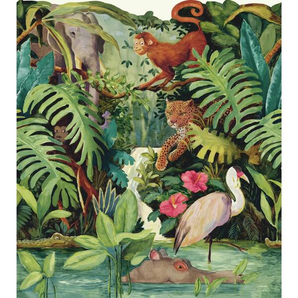 York Wallcoverings 23.875 in Brothers and Sisters V Jungle Scenic Border bright multicolor Wallpaper Border