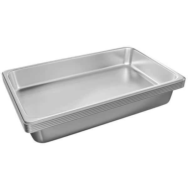 12 qt. Silver Full Size Stainless Steel Baking Pan Steam Table Tray for Buffet Restaurant Catering with Rack 6-Pack