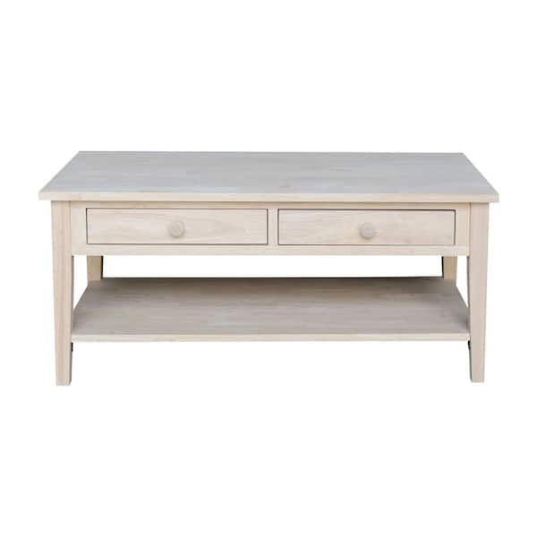 International Concepts Spencer 48 in. Unfinished Large Rectangle Wood Coffee Table