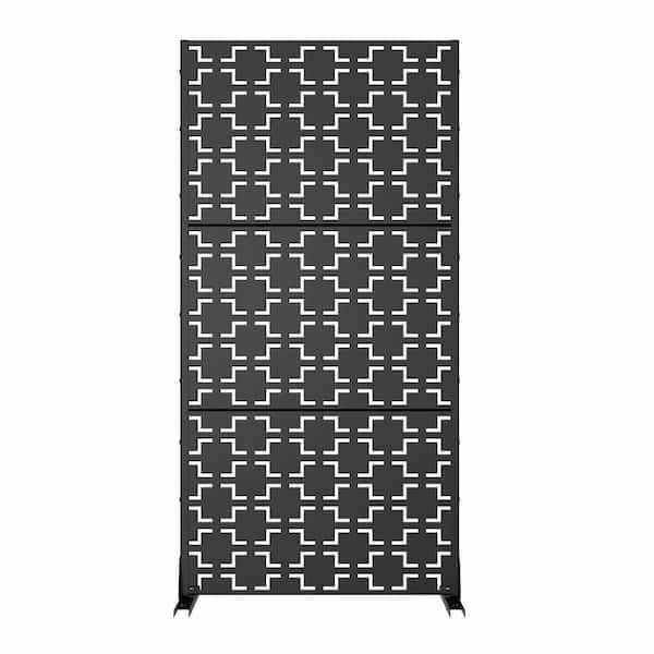 cadeninc 2.92 ft. x 6 ft. White Metal Privacy Screen with Fishbone Pattern
