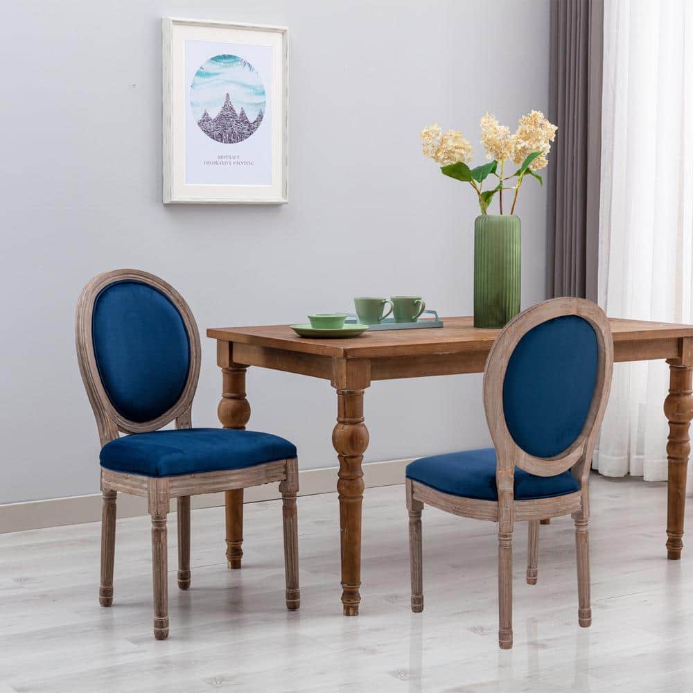 Blue Tufted Oval Side Chair (Set of 2)