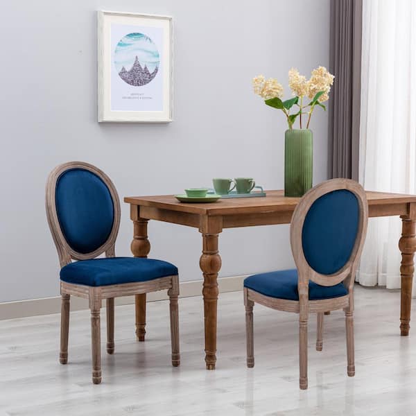 Unbranded Blue Tufted Oval Side Chair (Set of 2)