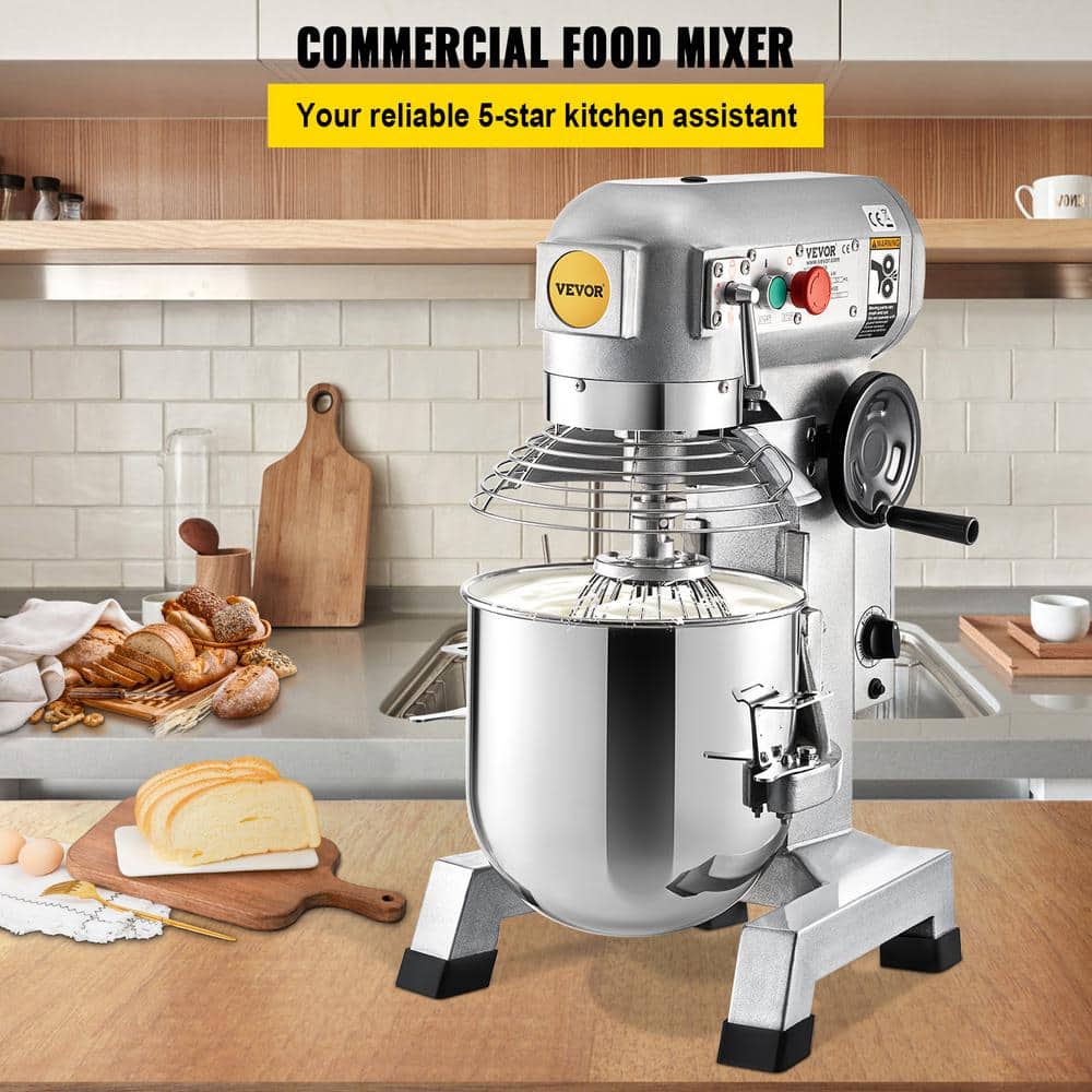 Silver 10 Quart Stainless Steel Commercial Stand Mixer