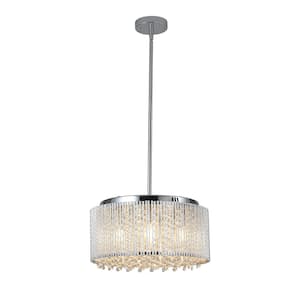 Layla 7-Light Mordern White Chrome Round Crystal Chandelier with Crystal Shade for Dining Room