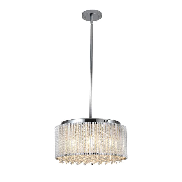 Layla 7-Light Mordern White Chrome Round Crystal Chandelier with Crystal Shade for Dining Room