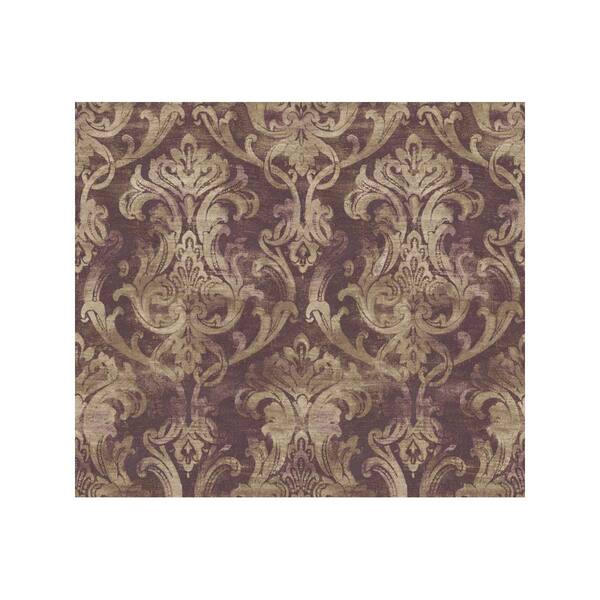 Chesapeake Elsa Blackberry Ornate Damask Wallpaper