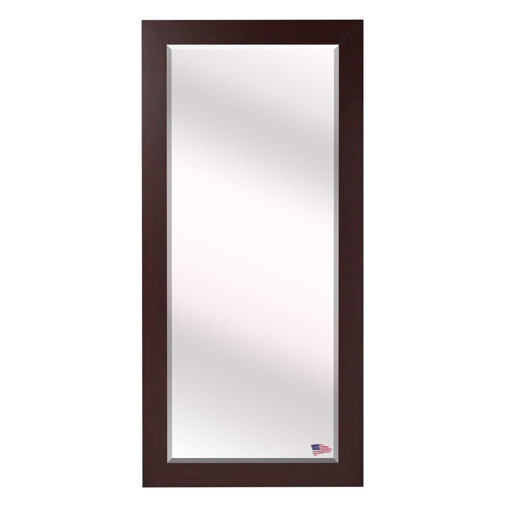 Oversized Dark Mahogany Wood Beveled Glass Modern Mirror (65.5 in. H X 32 i