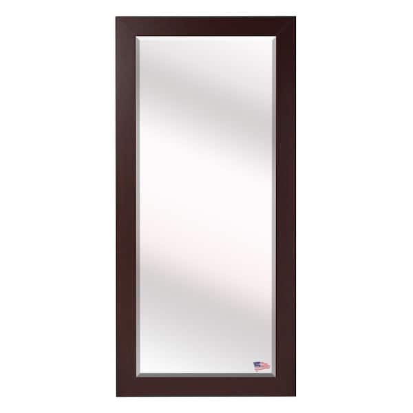 Unbranded Oversized Dark Mahogany Wood Beveled Glass Modern Mirror (65.5 in. H X 32 in. W)