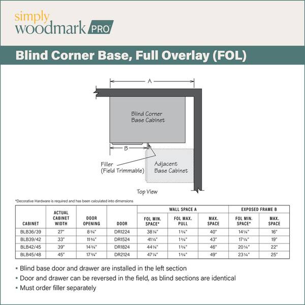 SIMPLY WOODMARK PRO Shaker Partial Overlay 27in. W x 24in. D