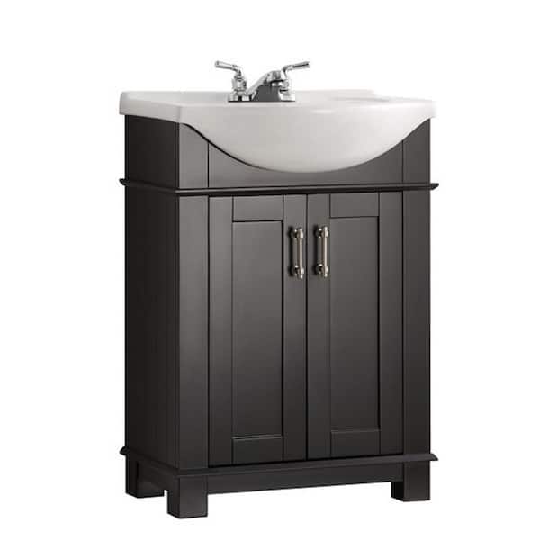 Fresca Hudson 24 In W Traditional Bathroom Vanity Black With Ceramic Top White Basin Fvnhd0102bl Cmb - Home Depot 24 Bathroom Vanity With Sink