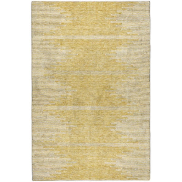 Dream Shag Premium Machine Washable Abstract ADS647 Gold 10 ft. x 14 ft. Area Rug