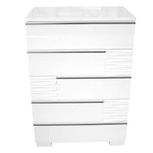 Athens 5-Drawer White Modern Chest 44 in. H x 30.5 in. W x 20 in. D