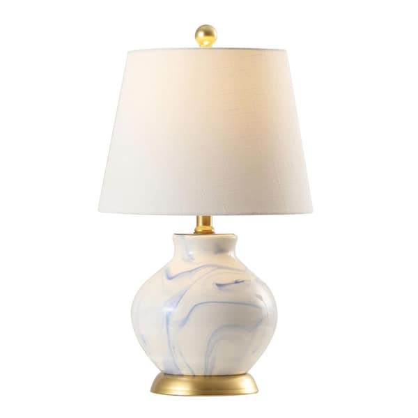 Holly 20.5 in. Blue/White Marbleized Ceramic Table Lamp