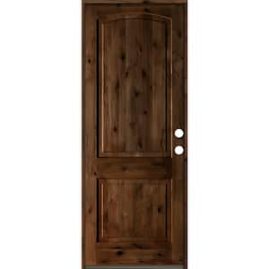 32 in. x 96 in. Rustic Knotty Alder Arch Top Provincial Stain Left-Hand Inswing Wood Single Prehung Front Door