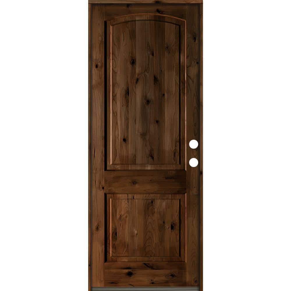 Krosswood Doors 42 in. x 96 in. Rustic Knotty Alder Arch Top Provincial ...