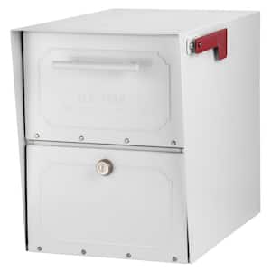 Oasis Classic White, Extra Large, Steel, Locking, Post Mount Parcel Mailbox with High Security Reinforced Lock