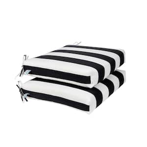 All-Weather 18.5 x 16 2-Piece Outdoor Seat Cushion Black and White Striped