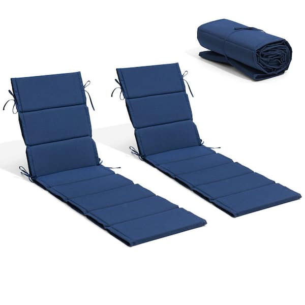 Unbranded 19 in. x 72 in. 2-Piece Cushion Guard Deep Seating Outdoor Chaise Lounge Cushion in Navy Blue