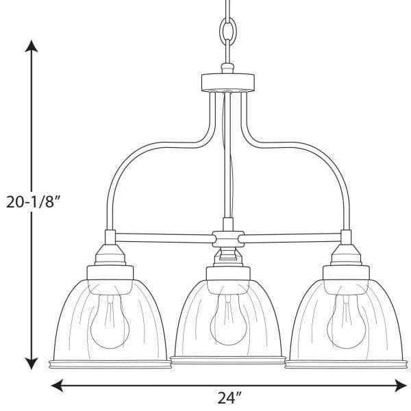 Progress Lighting Saluda 3-Light Antique Bronze Chandelier with Shade