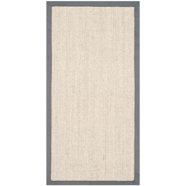 Natural Fiber Marble/Gray Doormat 2 ft. x 4 ft. Border Area Rug