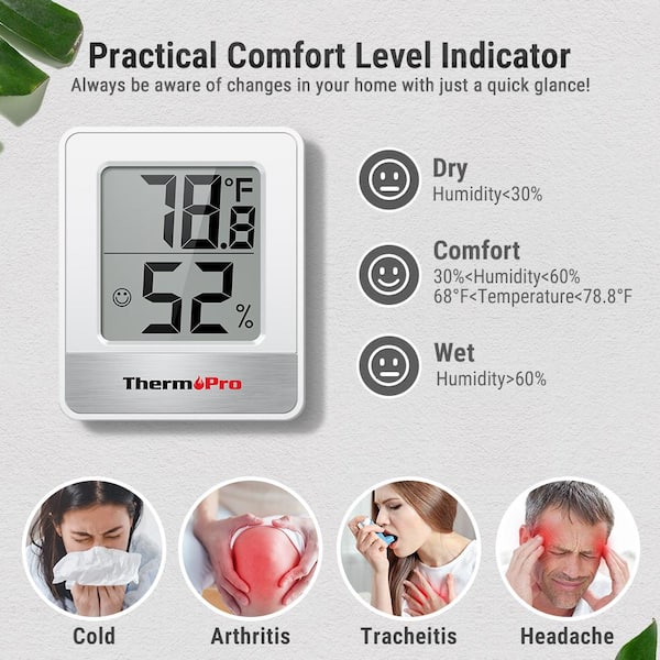 ThermoPro TP49W Indoor thermometer Humidity Temperature Gauge Monitor Meter  Hygrometer TP49W - The Home Depot