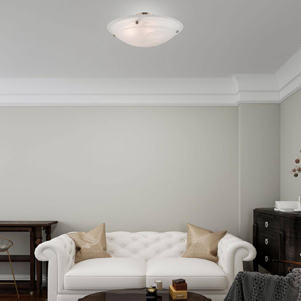 Elegant Brushed Nickel 4-Light Ceiling Fixture with White Alabaster Glass