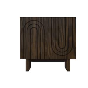 Brown MDF 31.5 in. W Sideboard Cabinet with 2 Doors and Wooden Leg