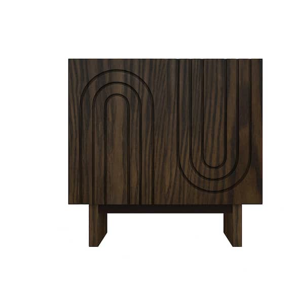 Clihome Brown MDF 31.5 in. W Sideboard Cabinet with 2 Doors and Wooden Leg