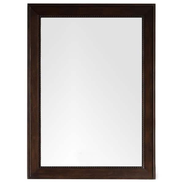 null Bristol 29 in. W x 40 in. H Small Framed Rectangular Wall Mount Bathroom Vanity Mirror in Burnished Mahogany