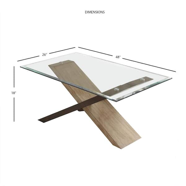 Steve Silver Tasha 48 in. Natural/Deep Cherry/Clear Large Rectangle Glass Coffee Table