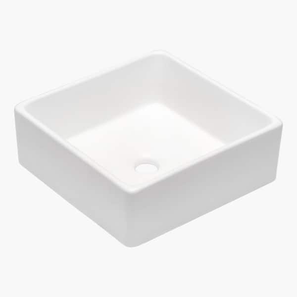 15 in. Drop-In/Undermount Single Bowl White Ceramic Kitchen Sink with Overflow