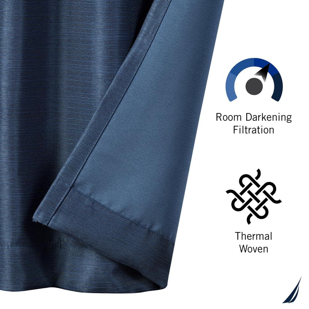Indigo Thermal Insulated Room Darkening Back Tab Curtains