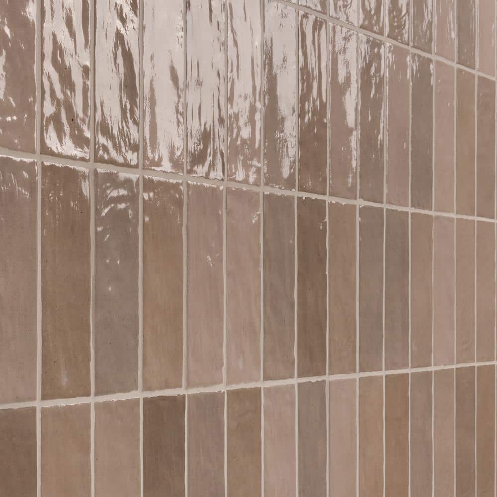 Karma 3" x 8" Brown Glazed Ceramic Subway Wall Tile